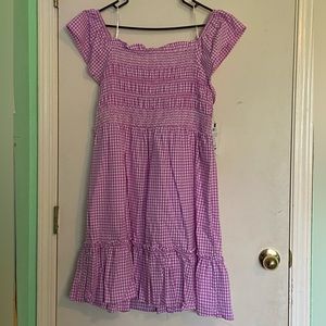 Terra & Sky NWT Purpley-Pink Off Shoulder Gingham Dress